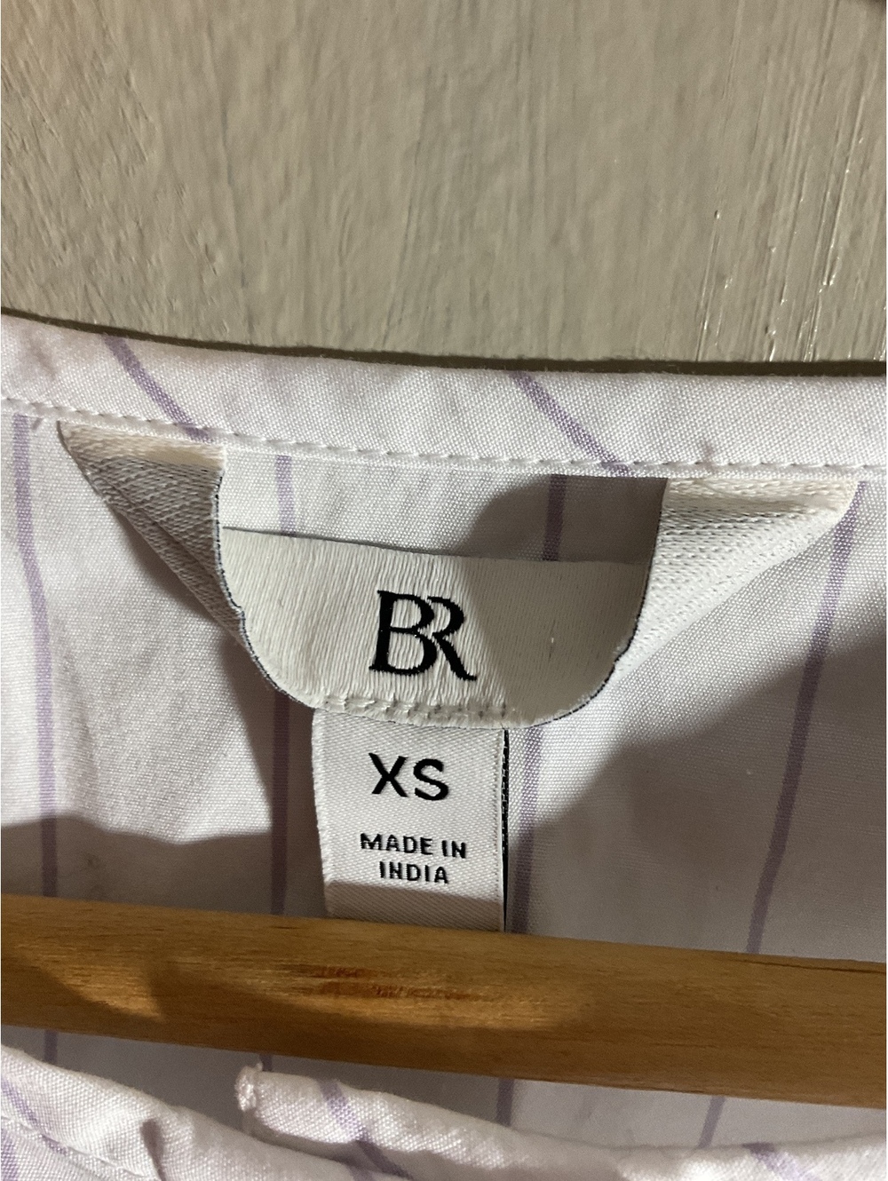 BR XS White and Lavender Cotton Striped Shirt Dress - Picture 5 of 10